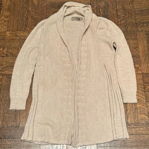 Peruvian Link 100% Alpaca Long Oatmeal Cardigan Sweater Size Small